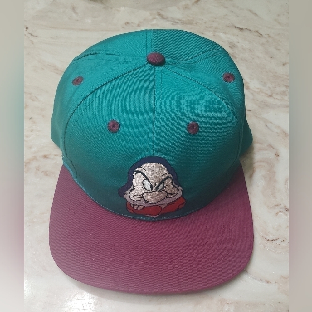 Vintage 90s Grumpy Snow White Disney Snapback Movie Promo Hat